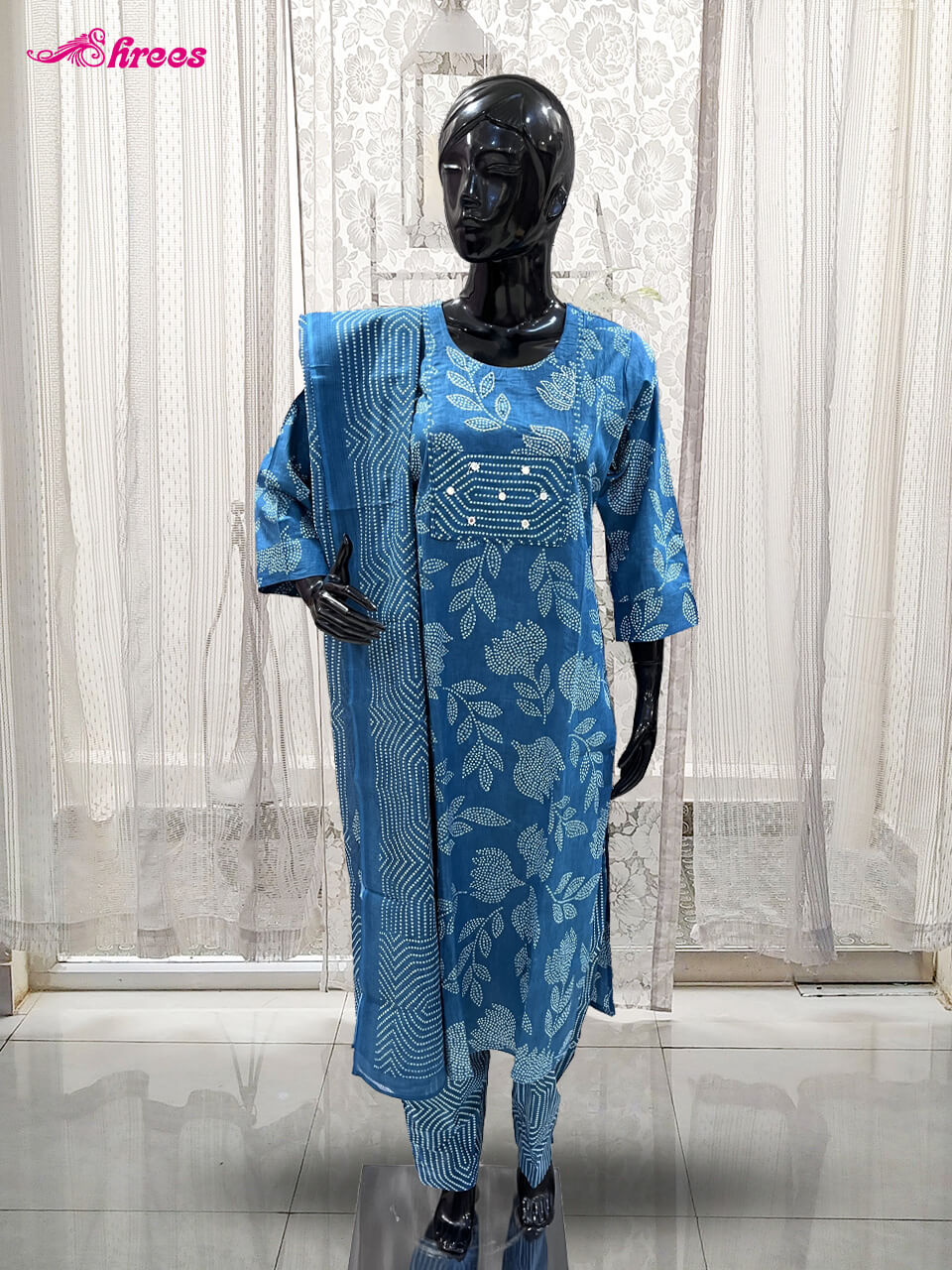 Blue Cotton Readymade Salwar
