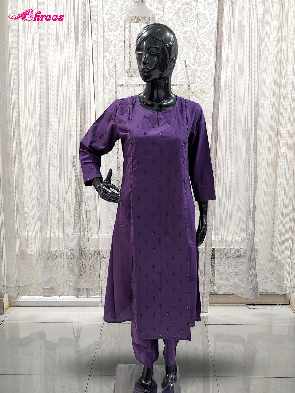 Rich Deep Purple Cotton Readymade Salwar