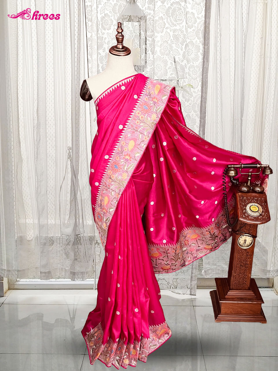 Hot Pink Paithani Silk Saree