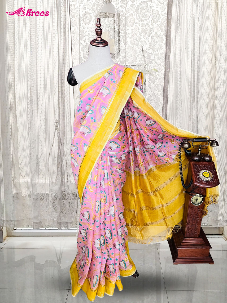 Baby Pink Mangalagiri Silk Saree