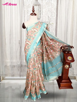 Soft Beige Mangalagiri Silk Saree