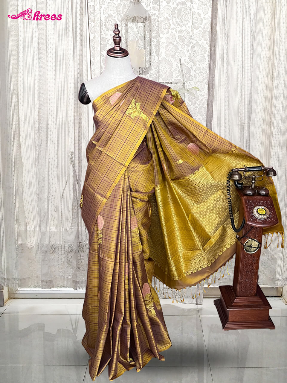 Antique Gold Pure Kanchipuram Silk Saree