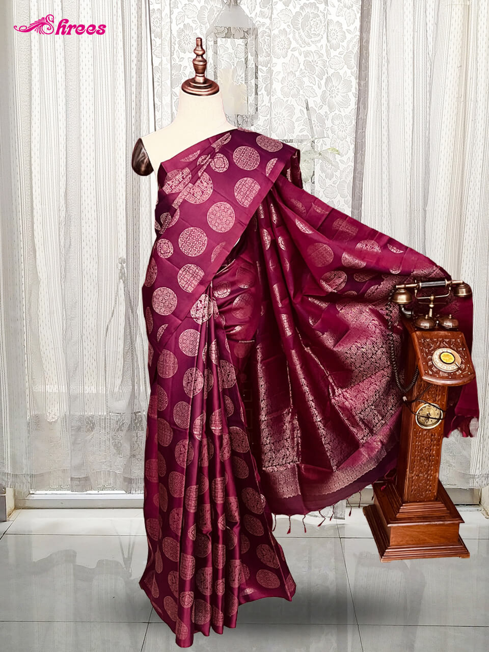 Maroon Pure Kanchipuram Silk Saree