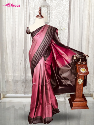 Onion Pink And Brown Pure Kanchipuram Silk Saree