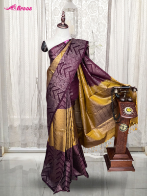 Golden Yellow And Maroon Pure Kanchipuram Silk Saree